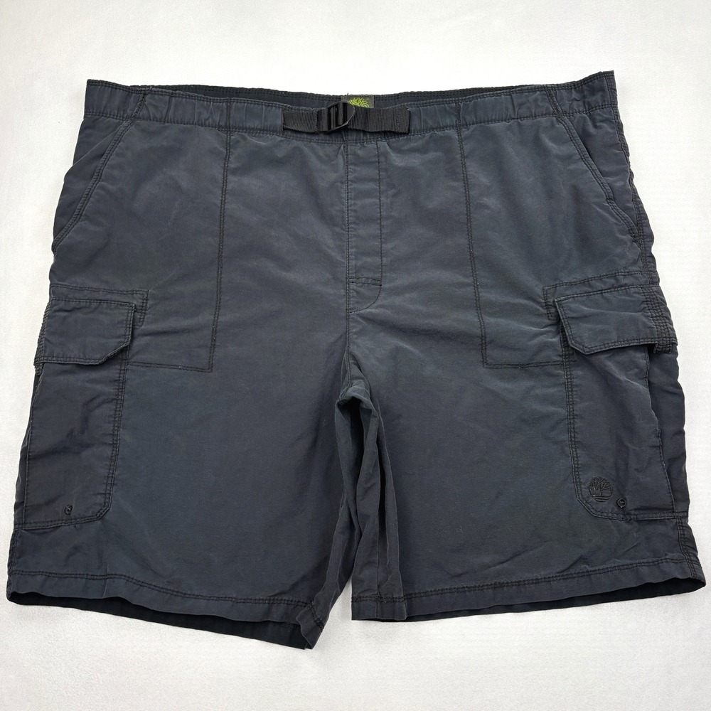Timberland Mens 2XL Black Belted Cargo Swim Trunks Hybrid Hiking Shorts Mesh XXL